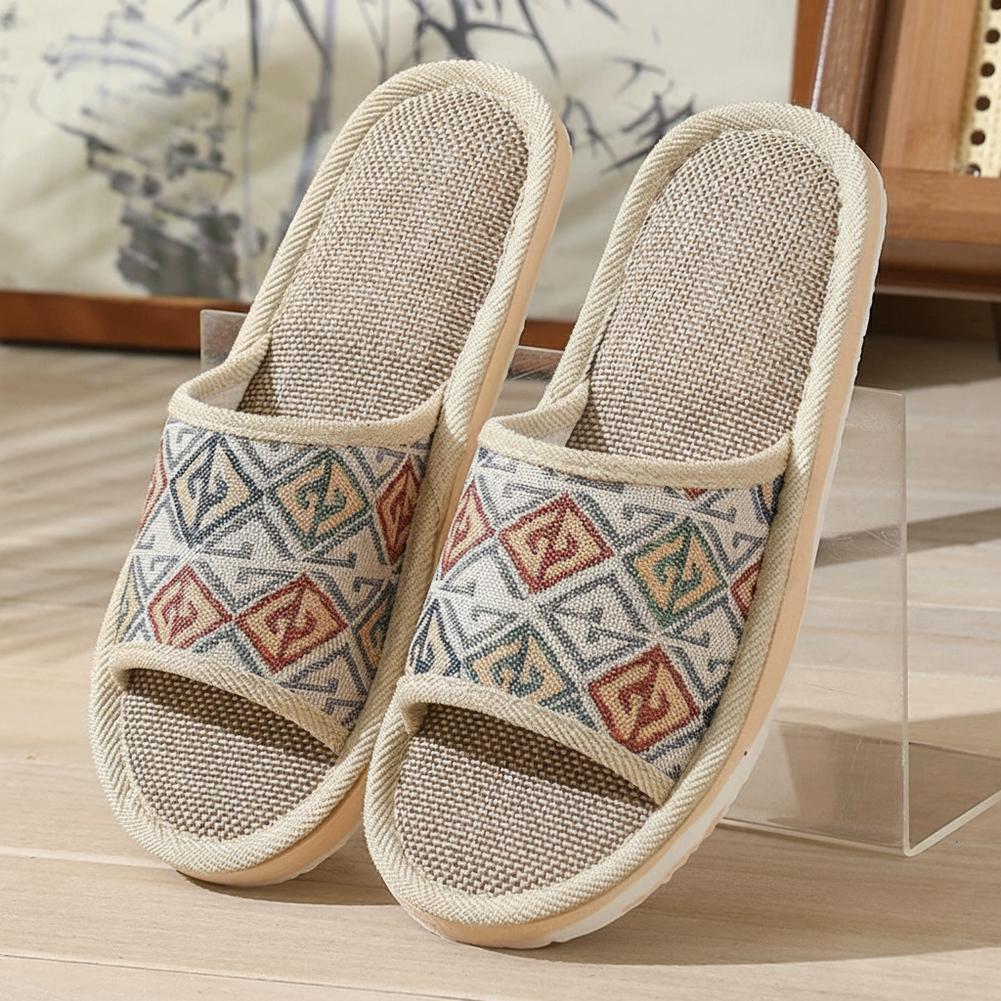 Men'S Shoes To Women'S - Dört Mevsim Keten Terlikler Çift Kişilik