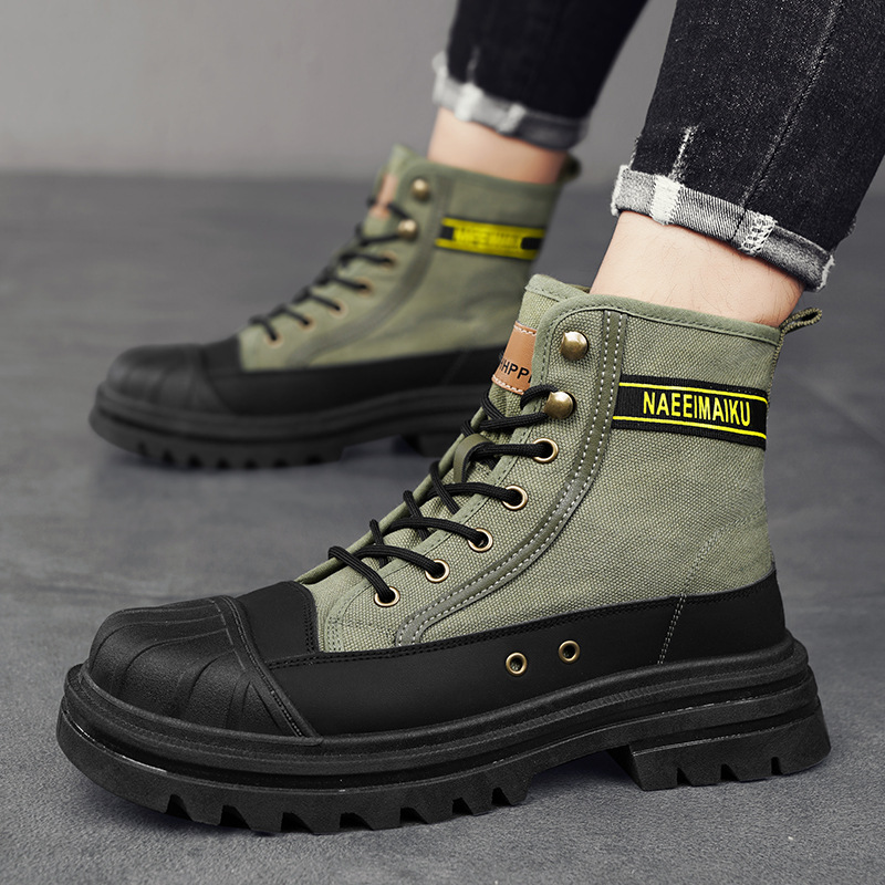 Men'S Shoes Dress Casual - Erkek Kanvas Botları Moda Yüksek Bilekli