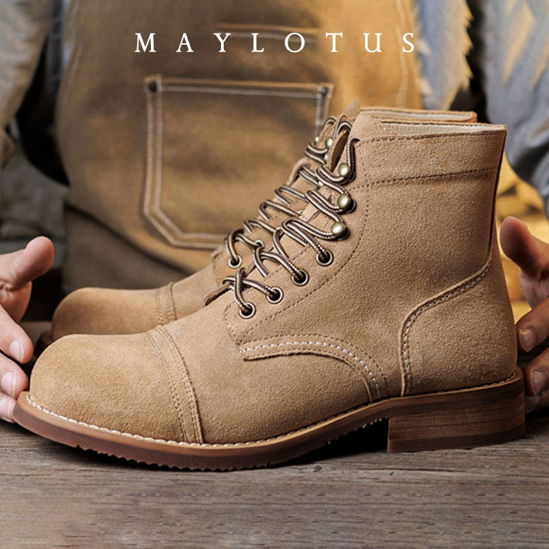 Men'S Shoes Dq - Süet Bot Goodyear-Welted Motosiklet Dayanıklı Heritage