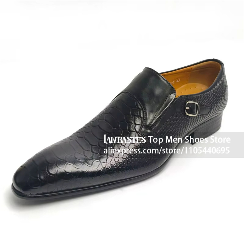 Siyah Yılan Derisi Desenli Yan - Monk Strap Shoe incelemesi ve fiyatı